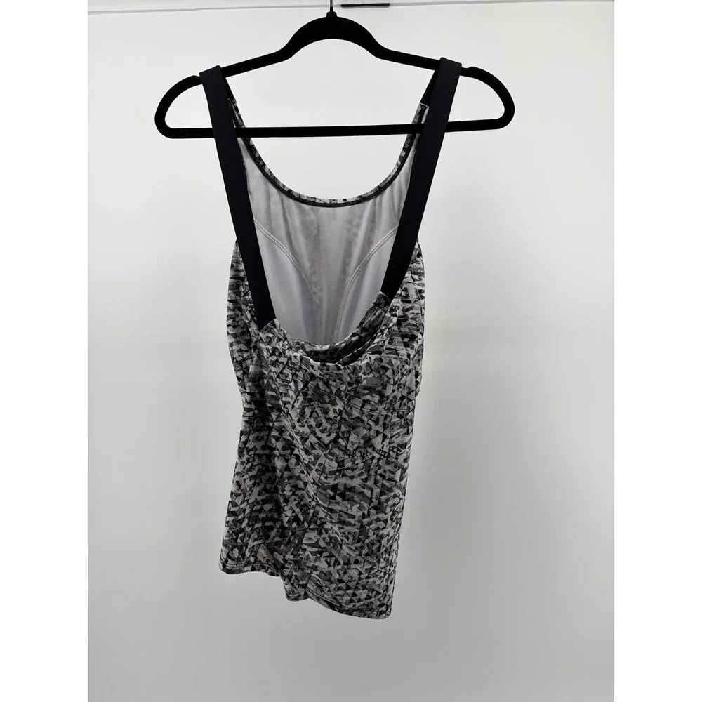 NIKE, Black & White Print Cross Back Tankini Top, Women's Size 3X